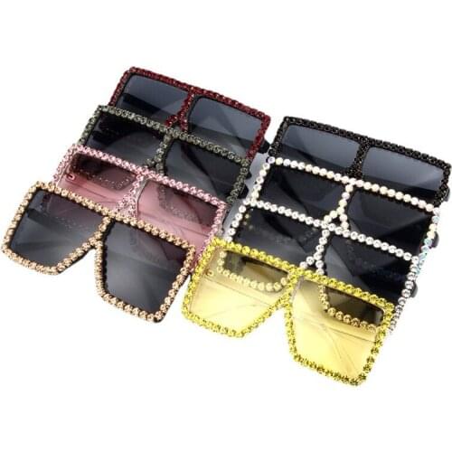 Wind big rhinestone color sunglasses women explosions trend sunglasses sunglasses women protective goggle luxury sunglass