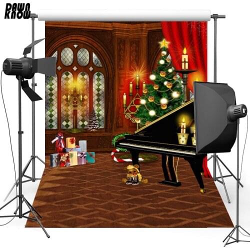 DAWNKNOW Window Vinyl Photography Background For Baby Piaon Christmas Tree Photo Shoot Backdrop For Christmas Photo Studio L835