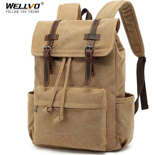 Mens Outdoor Backpack Vintage Canvas Backpack School Bag Male Travel Bags Large Capacity Travel Laptop Backpack Mochila X190C