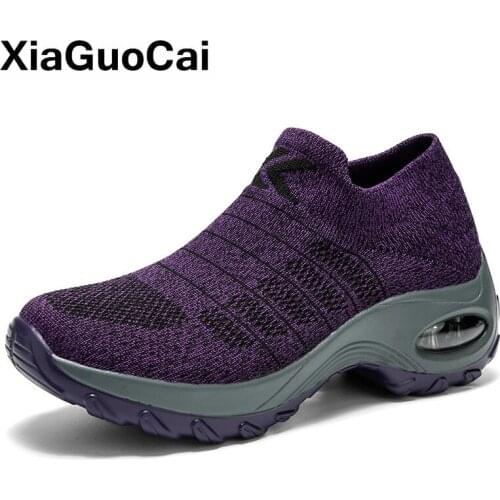 Spring Autumn Women Shoes Sneakers Old People Walking Knitted Female Casual Socks Shoes Big Size Ladies Comfortable Footwear