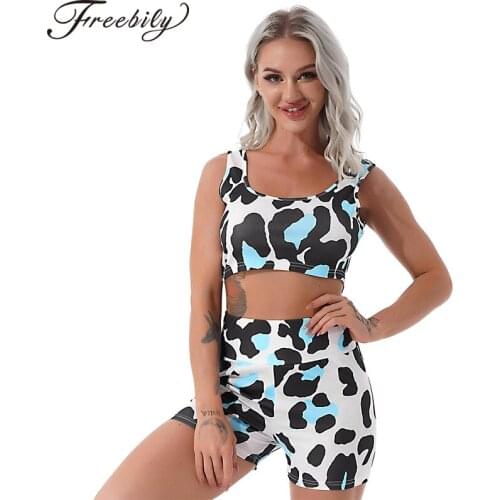 Women Sport Suits Gym Yoga Sports Set Camouflage Print Crop Vest Tops and High Waist Shorts Set Running Workout Suits Sportswear