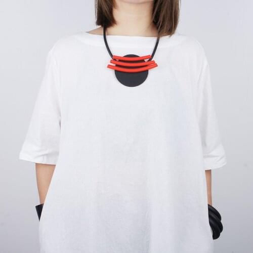 YD&YDBZ Big Round Foam Choker Necklaces For Women Vintage Red Rubber Stripe Jewelry Necklace Handmade Fashion Design Torque