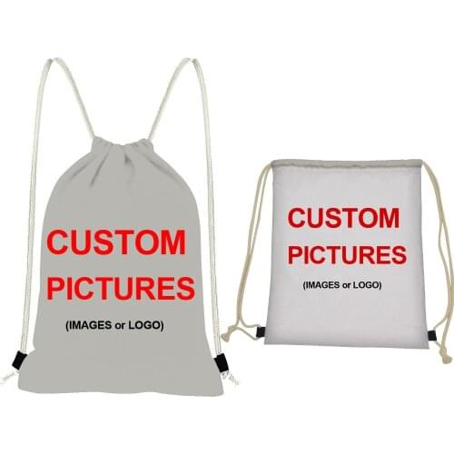 NOISYDESIGNS Customize Picture or Logo Drawstring Bags Women/Men Small Backpack Casual Ruck Sack Children Cinch Daily Mochila