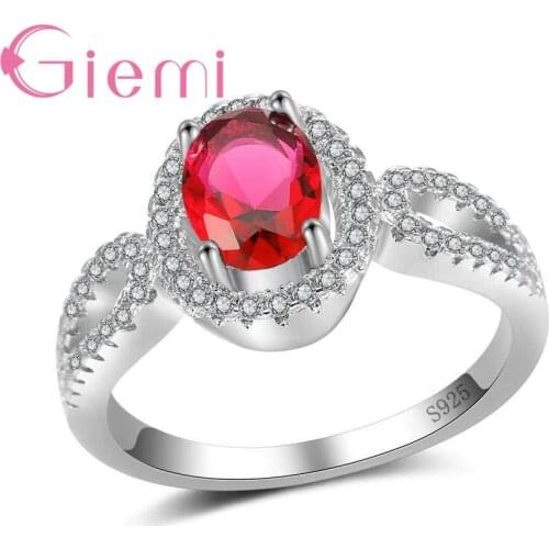 High Quality 4 Colour Oval Fine Crystal For Women Female Party Wedding Jewelry 925 Sterling Silver Ring Wholesale