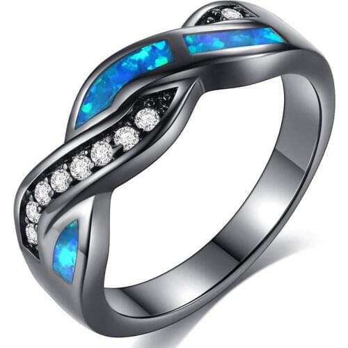Womens Ring Blue Zircon Ring Female Engagement Ring Party Fashion Glamour Jewelry Girlfriend Surprise Gift Size 5-12