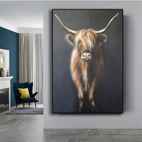 Animal cow close-up photo canvas painting print modern art fresco for home living room wall decoration poster cuadros