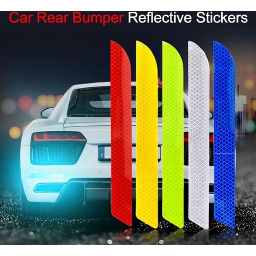 1 Pair Car Rear Bumper Reflective Strip Safety Warning Stickers Waterproof Decal Night Safety Warning Stickers Decal
