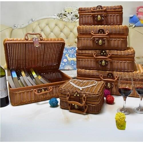 1PCS Manual Woven Storage Basket Lid Debris Consolidation Storage Box Storage Basket Sorting Box Jewelry Box WJ102911