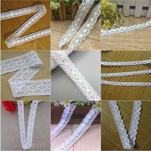 1 Yard White Cotton Flower Lace Trim Ribbon Fabric Embroidered Applique Sewing Craft Crochet Wedding Dress Clothes Gift