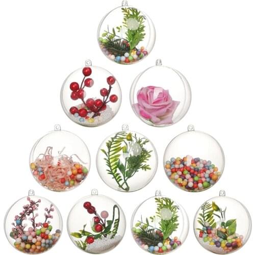 10pcs Plastic Clear Round Balls Christmas Tree Decorations for Home Wedding Party Holiday Ornaments 30-100mm Fill In Spherosome