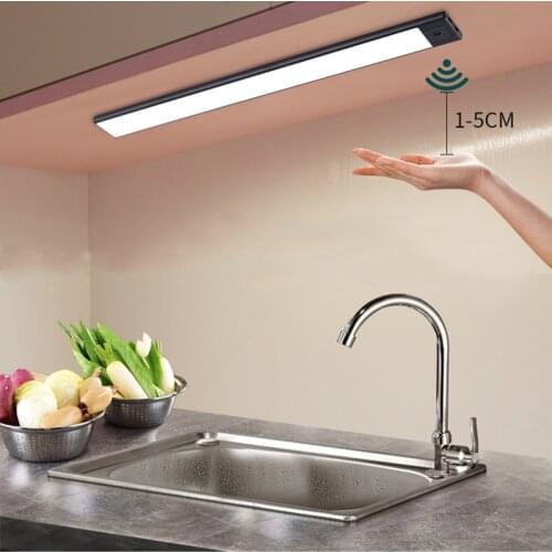 12/23/40cm LED Kitchen Light Hand Sweep Sensor LED Under Cabinet Lamp Rechargeable Night Light for Home Kitchen Wardrobe Toilet