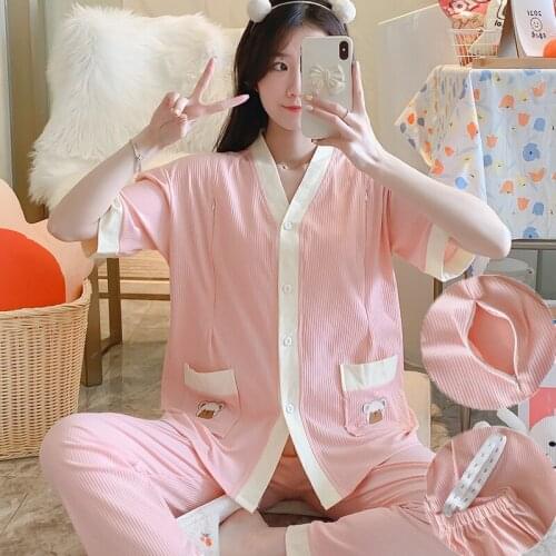 2pcs/set Modal Home Clothes For Pregnant Women Breastfeeding Maternity Nursing Sleepwear Comfortable Pregnancy Feeding Nightgown