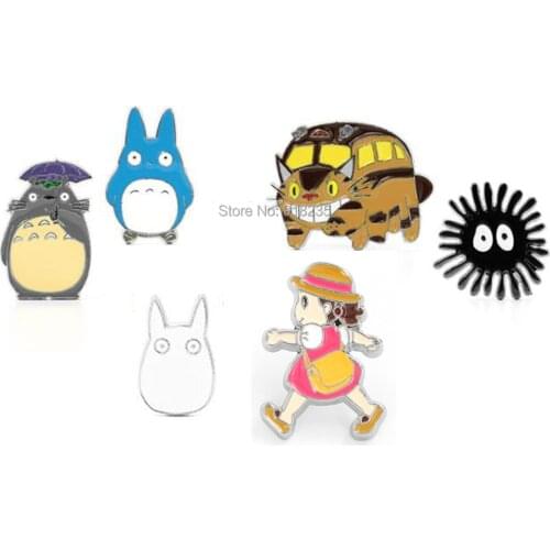 20/Lot My Neighbor TOTORO Dust Cat Bus Girl Brooch Figures Pin For Lapel Action Figure