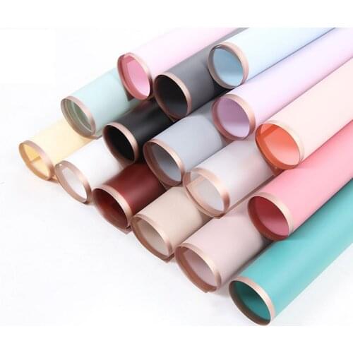 20pcs Waterproof Golden Border Rose Flower Wrapping Paper Half Transparent Gift Florist Bouquet Package Origami Paper Supplies