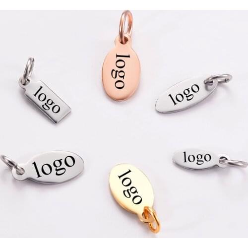 30Pcs Stainless Steel Gold/Rose Gold Tone Small Charm Tags Custom Logos For Necklace DIY Findings