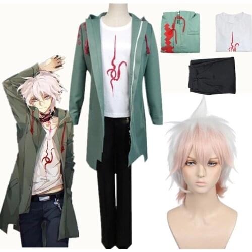 Anime Danganronpa Nagito Komaeda-Anime Cosplay Costume Jacket T-shirt Full Set Halloween Costume Party Suit Gift Dangan Ronpa