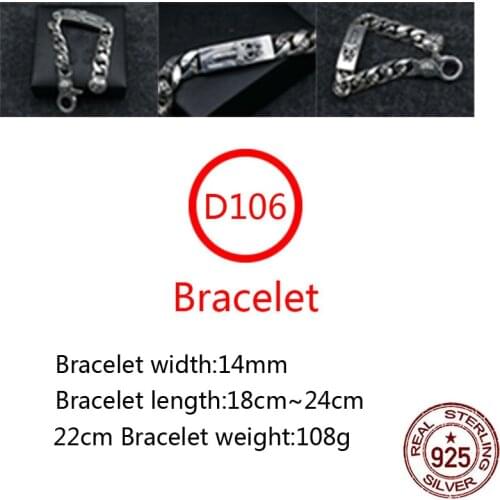 D106 S925 Sterling Silver Bracelet Personality Holy Sword Cross Flower Street Dance Jewelry Re-enacted Goth Punk Jewelry Gifts