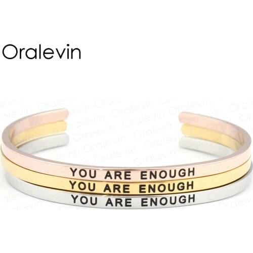Stainless Steel Engraved Positive Inspirational WARRIOR Bangle Bracelet Gold for women (3 Colors available) #LB864