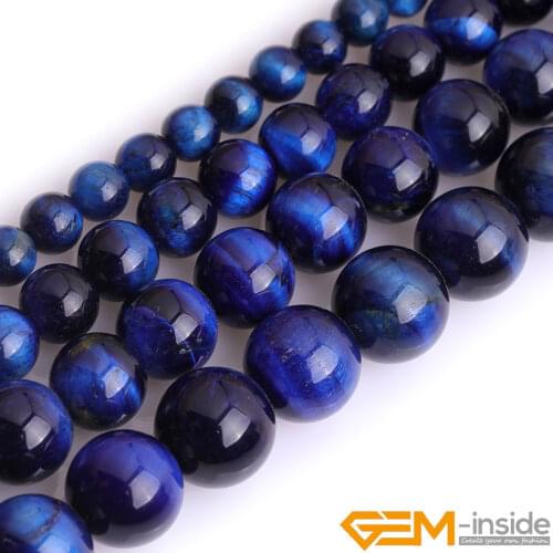 Blue Tiger Eye Stone Beads Natural Stone Beads( Heat Treatment discolored ) DIY Beads For Jewelry Making Strand 15" Wholesale
