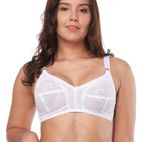 New 3/4 cup sexy bralette women mesh deep-V floral embroidered bras brassier mujer lace top 34 36 38 40 42 44 46 48 D E F G