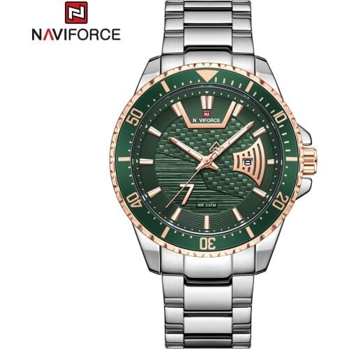 Top Brand Men Watches Quartz Luxury Stainless Steel Strap Casual Fashion Waterproof Calendar Clock Wrist Watch For Men NAVIFORCE