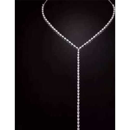 Designer Fashion 925 Sterling Silver Jewelry 3A Cubic Zirconia Party Long Necklace