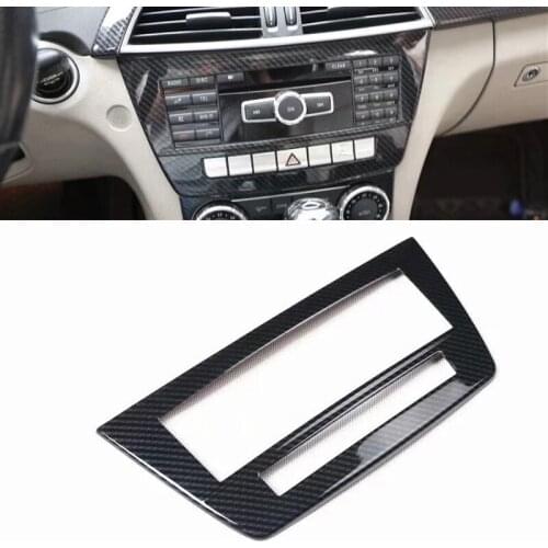 For Mercedes Benz C Class 2011-2013 1PC Carbon Fiber ABS Car Front Center Air Conditioner Vent Outlet Cover Trim Car Styling