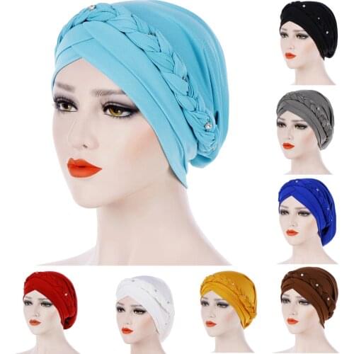 Braid Islamic Milk Silk Polyester Prayer Hats Wraps Hijab Caps Women Muslim Cap Islamic Hijab Turban