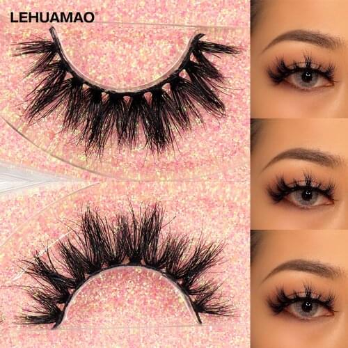 LEHUAMAO Mink Eyelashes 5D False Eyelashes Depth Volume Natural Mink Lash Thin Band Hand-craft Lashes Makeup Reusable Unique K03