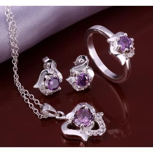 LKNSPCS651 925 sterling silver jewelry set, fashion jewelry set Earring 493 Necklace 517 Ring 381-8 /dhgalyna dsyamkfa