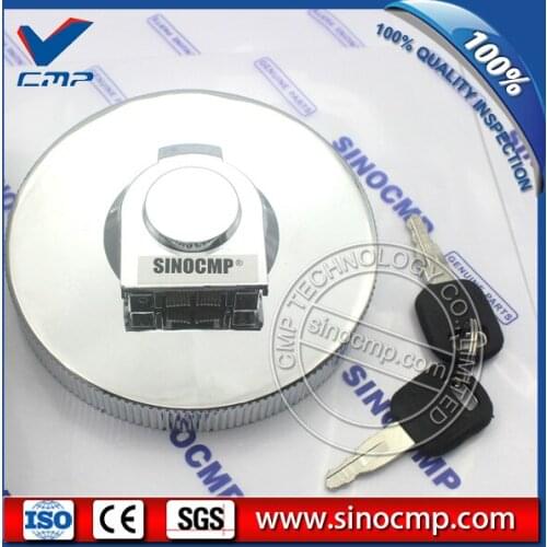 SINOCMP oil cover, fuel tank cap for E200B excavator, silver stainless steel
