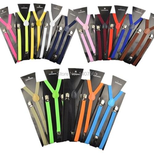 Men/ Womens Clip-on thiin Suspenders Elastic Y-Shape Adjustable Braces Solids 1.5*100cm
