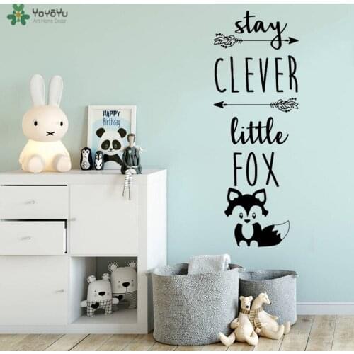 YOYOYU Wall Decal Fox Wall Stickers Stay Clever Little Fox Wall Mural For Children Bedroom Nursery Room Cute Pattern PosterQQ337