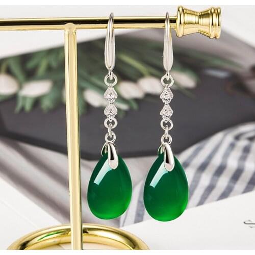 Natural Emerald Jewelry Peridot 925 Earrings for Women Silver 925 Jewelry Korean Earrings Bizuteria Aros Mujer Oreja Orecchini
