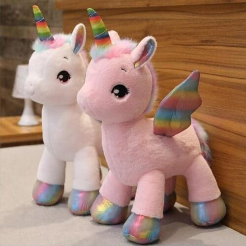 New Unicorn Children Plush Toy Girl Doll Kids Stuffed Birthday Gift Cartoon Fly Horse