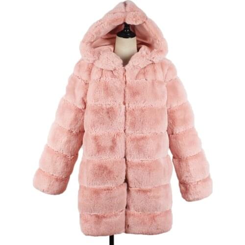 F0229 New Fashion Autumn and Winter Clothing Plus Size Women Long Overcoat Hooded Faux Fur Coat