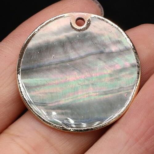 New High-quality Natural Shells Black Shells, Disc-shaped Shells Gold-plated Rim Beads DIY Bracelets, Jewelry Spacer Beads