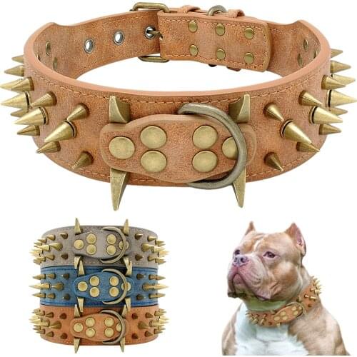 2" Width Spiked Studded Dog Collar for Medium Large Dogs Pitbull German Shepherd PU Leather Pet Collars Cool & Fashion