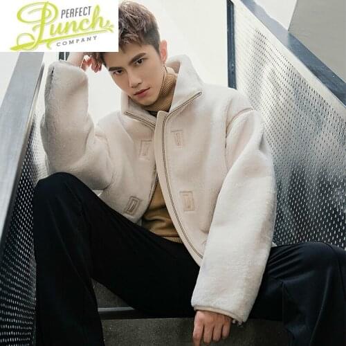 Coat 2021 New Real Sheep Shearling Men Natural Merino Wool Fur Short Autumn Winter Leather Jacket 19025 KJ4426
