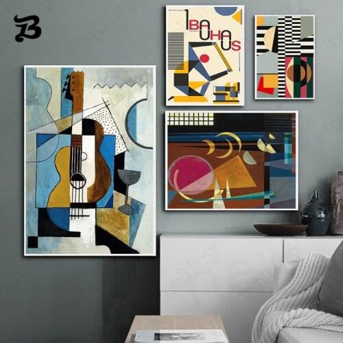 Nordic Style Exhibition Poster Wall Art Print Abstract Geometric Pattern Lines Canvas Painting Wall Pictures for Bedroom Decor