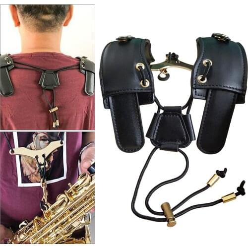 Professional Adjustable Alto Tenor Soprano Saxophone Harness Leather Sax No Stress on Shoulder Strap Belts Set