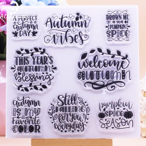 Alinacutle CLEAR STAMPS Welcome Autumn Fall Pumpkin Leaf Scrapbook Card Album Paper Craft Rubber Transparent Silicon Clear Stamp