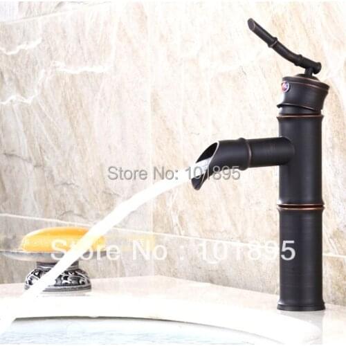 Luxury Deck Mounted Black Color Brass Material Bamboo Short and Tall Size of Wash Basin Faucet
