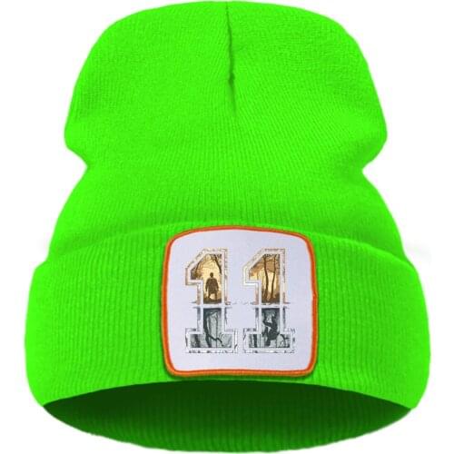 Stranger Things 11 Upside Down Print Unisex Cap Cartoon Warm Winter Caps Solid Color Simple Knitted Caps Creative Quality Cap