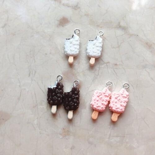 10pcs/pack Ice Cream Popsicle Ice-sucker Resin Charms Pendant Plastic Ball Charms for Jewelry Making
