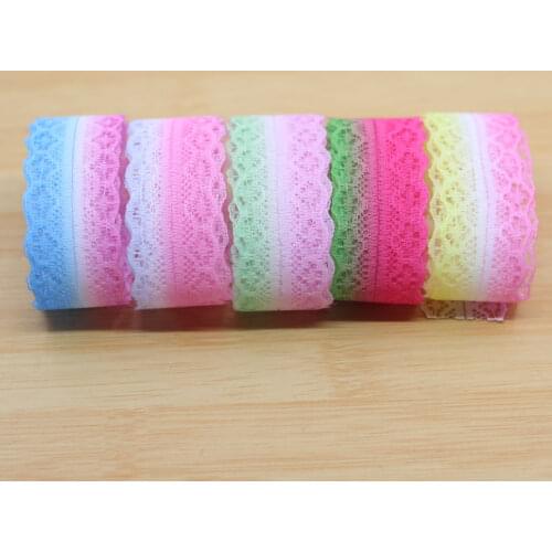 Width 3cm Bilateral gradient rainbow lace handmade DIY bow hair headdress material baking cake wrapping decoration 1 meter