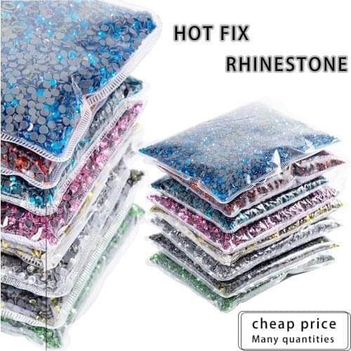 SS4-SS30 Bulk Bag 35 Colors Wholesale DMC Hotfix Rhinestones Iron-on Rhinestone Hot Fix Glass Strass Crystal Hot Fix Rhinestones