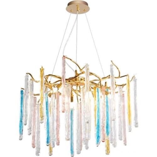 LED Postmodern Crystal Gold Clear Chandelier Lighting Lamparas De Techo Suspension Luminaire Lampen For Dinning Room