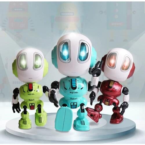 Smart Talking Robot Toys Head Touch-Sensitive Sound & Light Alloy Robot DIY Electronic Action Figure Toys For Children Gift