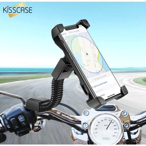 KISSCASE Universal Motorcycle Phone Holder Bike Holder GPS Adjustable Motor Phone Stand Mount Bracket Bicycle Holder For iPhone